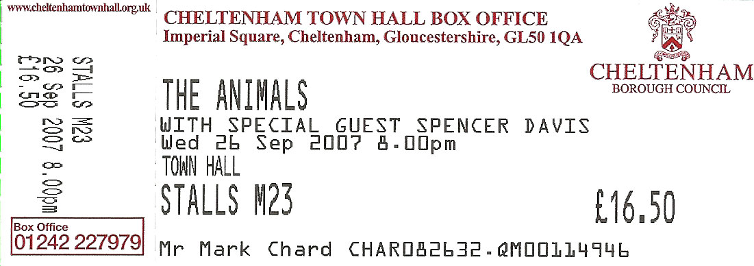THE ANIMALS Ticket